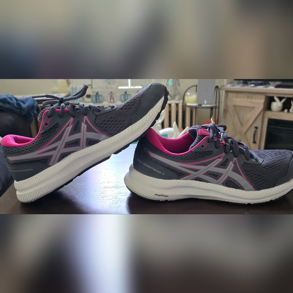Asics Women's Gray and Pink Running Shoes